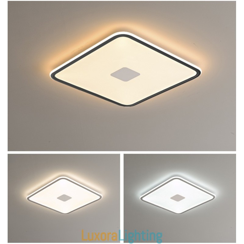 Designer Touch Decorative Modern Dimmable Square Flush Mount Ceiling Light Full Spectrum Eye Protection