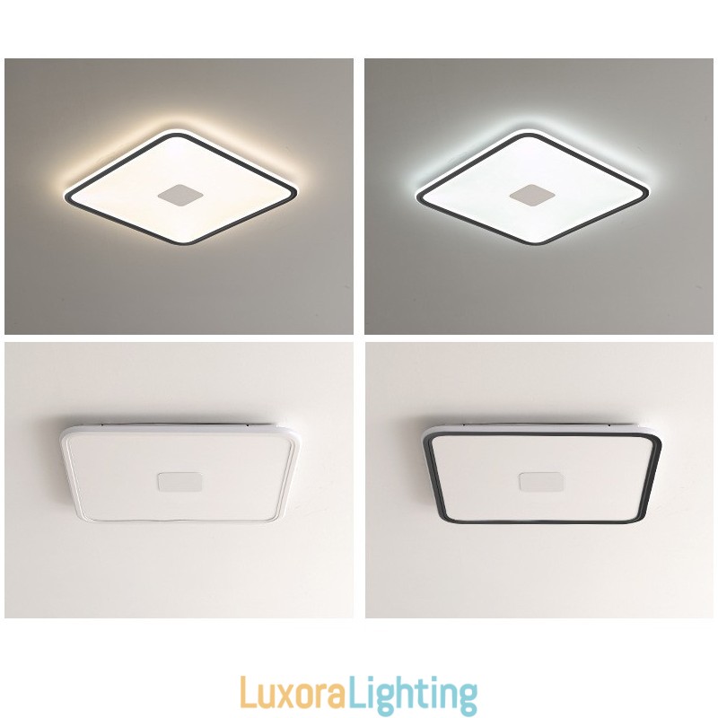 Designer Touch Decorative Modern Dimmable Square Flush Mount Ceiling Light Full Spectrum Eye Protection