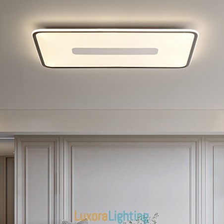 Designer Touch Decorative Modern Large Size Dimmable Rectangle Flush Mount Ceiling Light Full Spectrum Eye Protection
