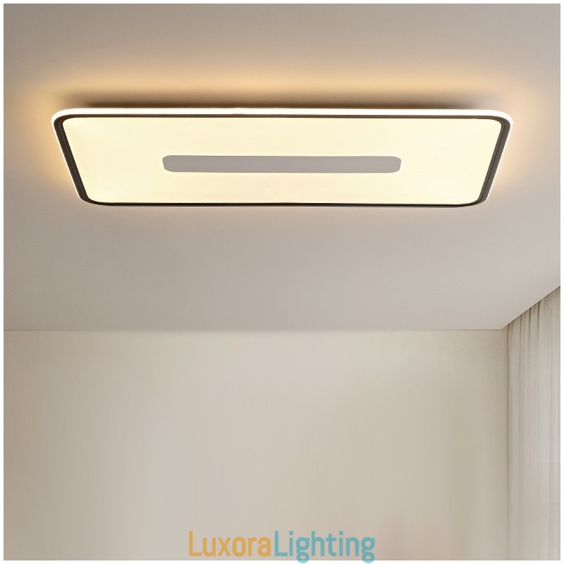 Designer Touch Decorative Modern Large Size Dimmable Rectangle Flush Mount Ceiling Light Full Spectrum Eye Protection
