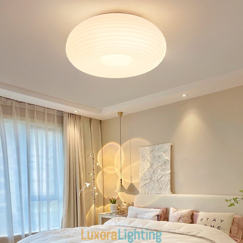 Designer Touch Decorative Dimmable Full Spectrum Eye Protection Round Modern Flush Mount Ceiling Light