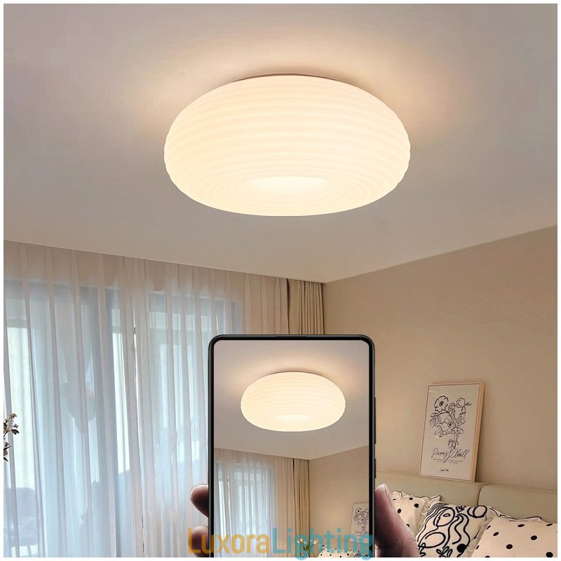 Designer Touch Decorative Dimmable Full Spectrum Eye Protection Round Modern Flush Mount Ceiling Light