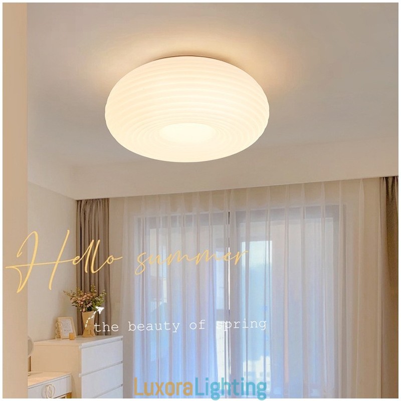 Designer Touch Decorative Dimmable Full Spectrum Eye Protection Round Modern Flush Mount Ceiling Light