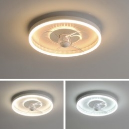 Designer Touch Decorative Modern Round Ultra thin Silent Invisible Full Spectrum Eye Protection Dimmable Flush Mounted Fan Light