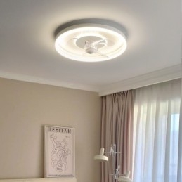 Designer Touch Decorative Modern Round Ultra thin Silent Invisible Full Spectrum Eye Protection Dimmable Flush Mounted Fan Light