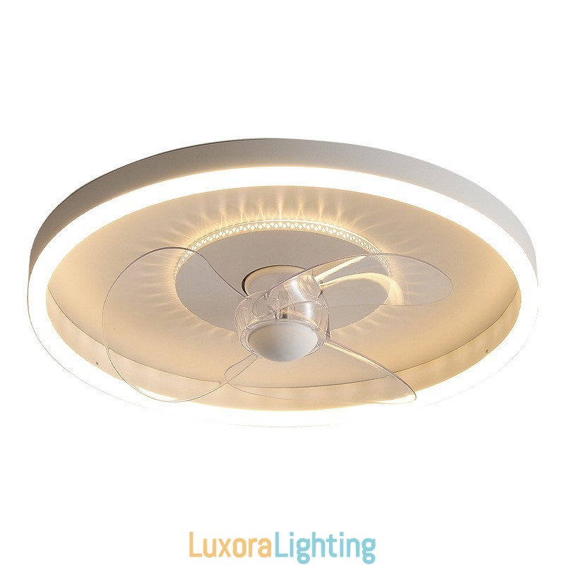 Designer Touch Decorative Modern Round Ultra thin Silent Invisible Full Spectrum Eye Protection Dimmable Flush Mounted Fan Light