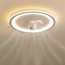 Designer Touch Decorative Nordic Round Ultra thin Silent Invisible Dimmable Flush Mounted Fan Light Full Spectrum Eye Protection