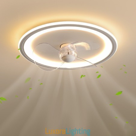 Designer Touch Decorative Nordic Round Ultra thin Silent Invisible Dimmable Flush Mounted Fan Light Full Spectrum Eye Protection