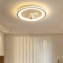 Designer Touch Decorative Nordic Round Ultra thin Silent Invisible Dimmable Flush Mounted Fan Light Full Spectrum Eye Protection
