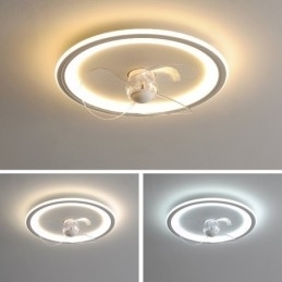 Designer Touch Decorative Nordic Round Ultra thin Silent Invisible Dimmable Flush Mounted Fan Light Full Spectrum Eye Protection