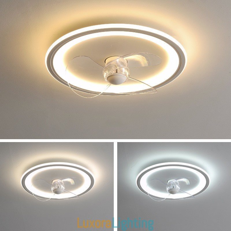 Designer Touch Decorative Nordic Round Ultra thin Silent Invisible Dimmable Flush Mounted Fan Light Full Spectrum Eye Protection