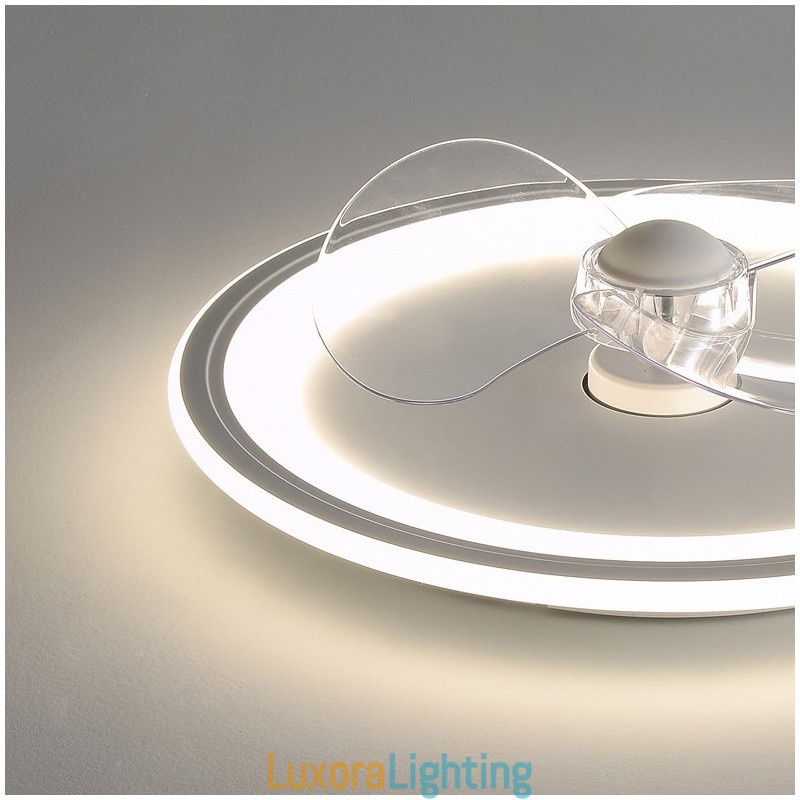 Designer Touch Decorative Nordic Round Ultra thin Silent Invisible Dimmable Flush Mounted Fan Light Full Spectrum Eye Protection