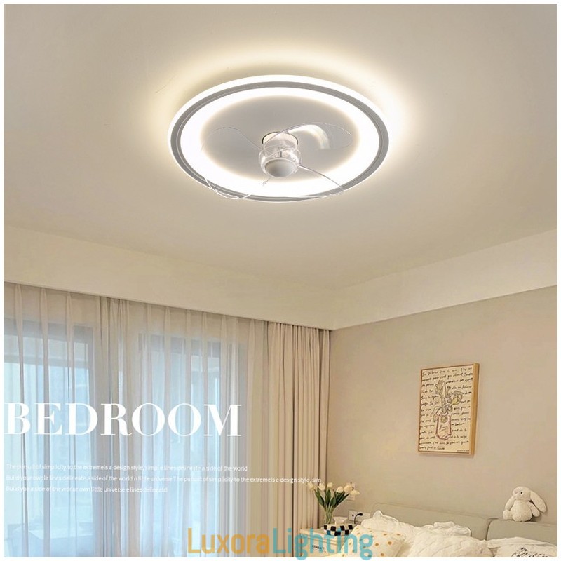 Designer Touch Decorative Nordic Round Ultra thin Silent Invisible Dimmable Flush Mounted Fan Light Full Spectrum Eye Protection