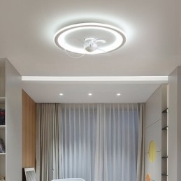 Designer Touch Decorative Nordic Round Ultra thin Silent Invisible Dimmable Flush Mounted Fan Light Full Spectrum Eye Protection