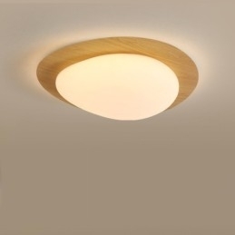 Designer Touch Decorative Dimmable Full Spectrum Eye Protection Nordic Log Grain Pebble Ceiling Light