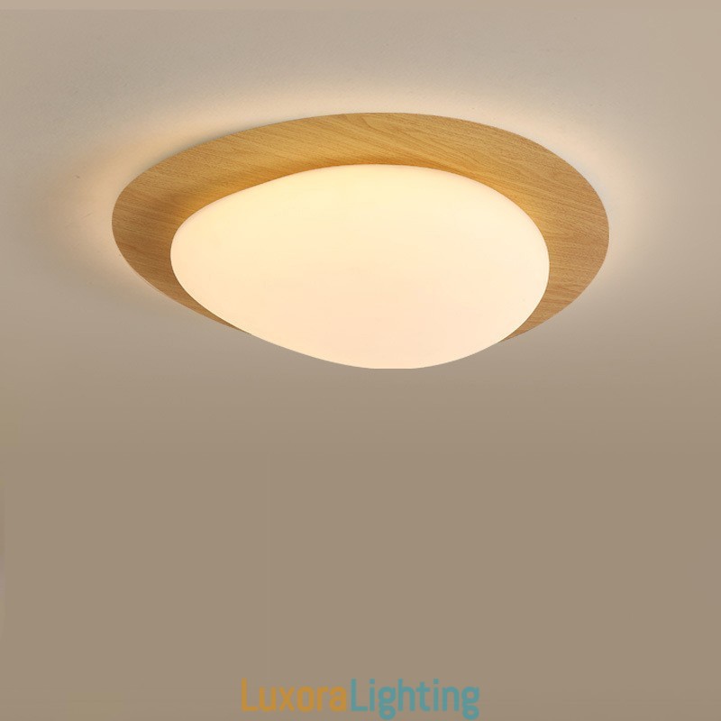 Designer Touch Decorative Dimmable Full Spectrum Eye Protection Nordic Log Grain Pebble Ceiling Light