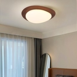 Designer Touch Decorative Dimmable Full Spectrum Eye Protection Nordic Log Grain Pebble Ceiling Light