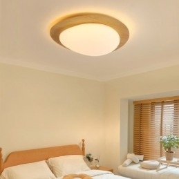 Designer Touch Decorative Dimmable Full Spectrum Eye Protection Nordic Log Grain Pebble Ceiling Light