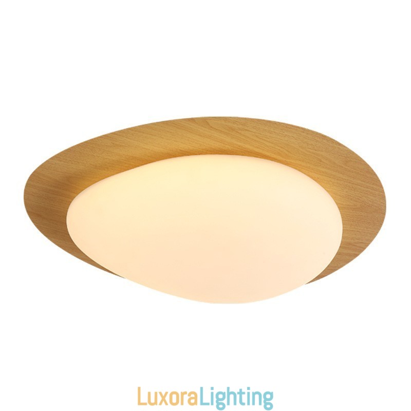 Designer Touch Decorative Dimmable Full Spectrum Eye Protection Nordic Log Grain Pebble Ceiling Light