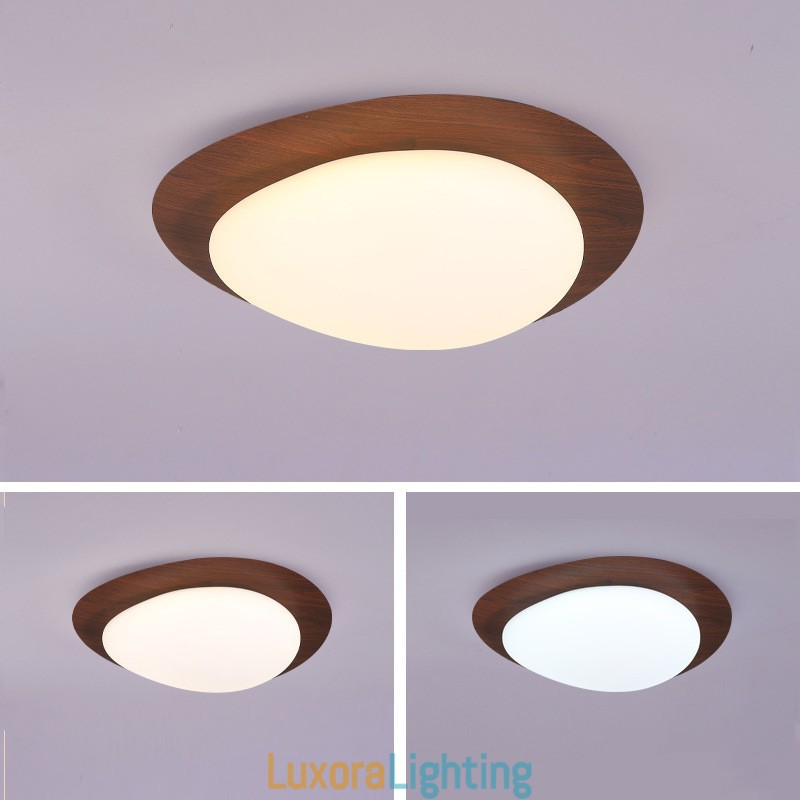 Designer Touch Decorative Dimmable Full Spectrum Eye Protection Nordic Log Grain Pebble Ceiling Light