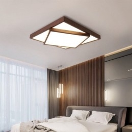 Designer Touch Decorative Two Tiers Square Black Walnut Wood Modern Contemporary Nordic Style Flush Mount Wood Ceiling Light Also Can Be Used As Wall Light