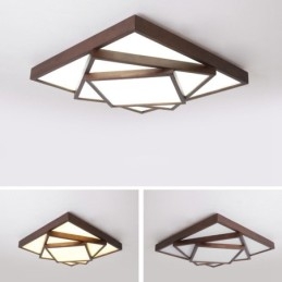 Designer Touch Decorative 3 Tiers Square Black Walnut Wood Modern Contemporary Nordic Style Flush Mount Wood Ceiling Light Also Can Be Used As Wall Light