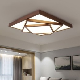 Designer Touch Decorative 3 Tiers Square Black Walnut Wood Modern Contemporary Nordic Style Flush Mount Wood Ceiling Light Also Can Be Used As Wall Light