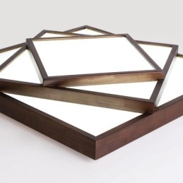 Designer Touch Decorative 3 Tiers Square Black Walnut Wood Modern Contemporary Nordic Style Flush Mount Wood Ceiling Light Also Can Be Used As Wall Light