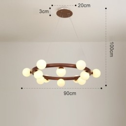 Designer Touch Decorative Nordic Ring Simple Black Walnut Wood Pendant Chandelier with Bean Shades