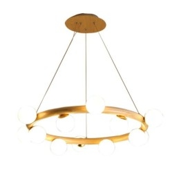 Designer Touch Decorative Nordic Ring Simple Modern Wood Pendant Chandelier with Bean Shades
