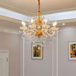 Designer Touch Decorative 6 Light 8 Light Luxury Gold Colour Crystal Candle Chandelier
