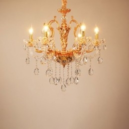 Designer Touch Decorative 6 Light 8 Light Luxury Gold Colour Crystal Candle Chandelier