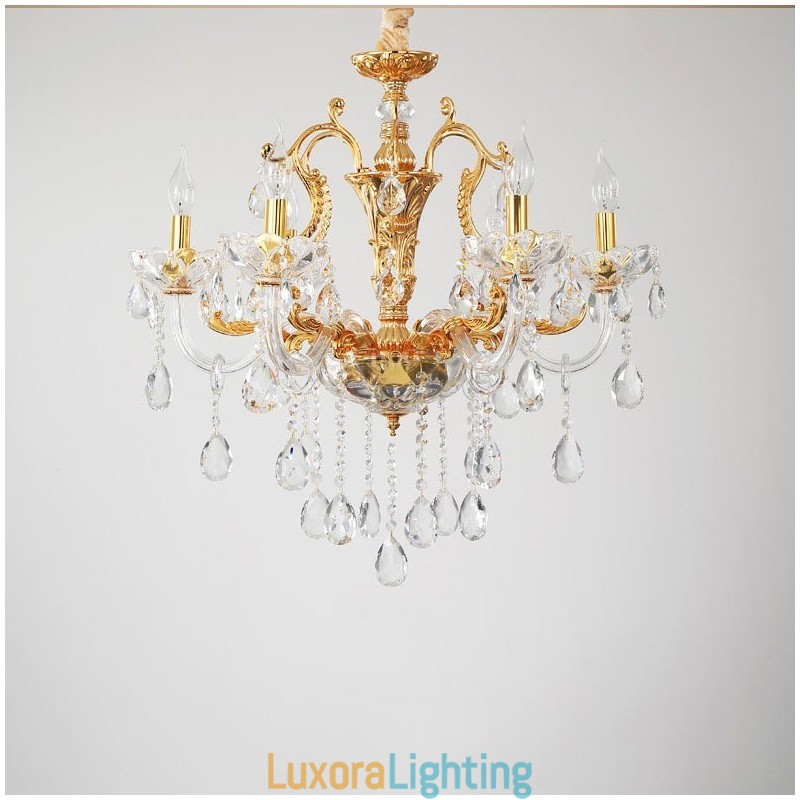 Designer Touch Decorative 6 Light 8 Light Luxury Gold Colour Crystal Candle Chandelier
