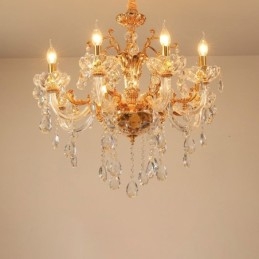 Designer Touch Decorative 6 Light 8 Light Luxury Gold Colour Crystal Candle Chandelier