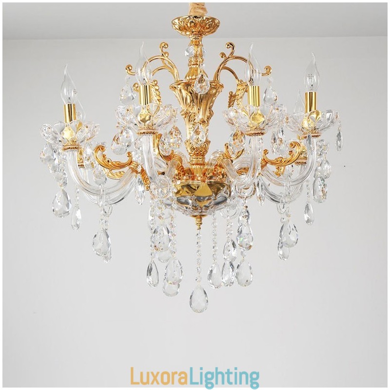 Designer Touch Decorative 18 Light Two Tiers Luxury Gold Colour Crystal Candle Chandelier