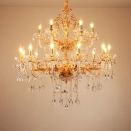 Designer Touch Decorative 18 Light Two Tiers Luxury Gold Colour Crystal Candle Chandelier