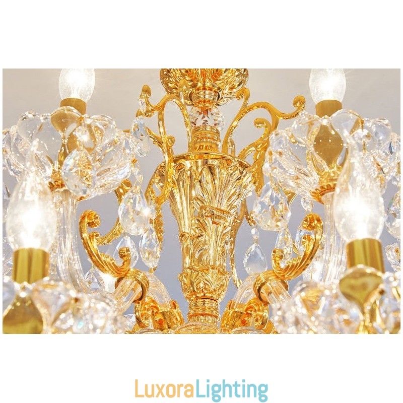 Designer Touch Decorative 18 Light Two Tiers Luxury Gold Colour Crystal Candle Chandelier