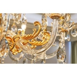 Designer Touch Decorative 18 Light Two Tiers Luxury Gold Colour Crystal Candle Chandelier