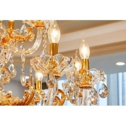 Designer Touch Decorative 18 Light Two Tiers Luxury Gold Colour Crystal Candle Chandelier