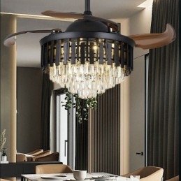 Designer Touch Decorative Retractable Ceiling Fan Light Crystal Ceiling Fan