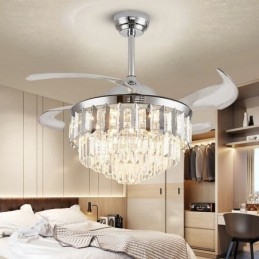 Designer Touch Decorative Retractable Ceiling Fan Light Crystal Ceiling Fan