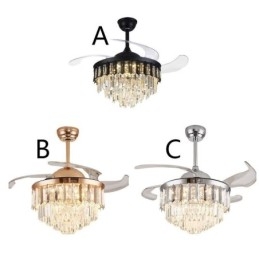 Designer Touch Decorative Retractable Ceiling Fan Light Crystal Ceiling Fan