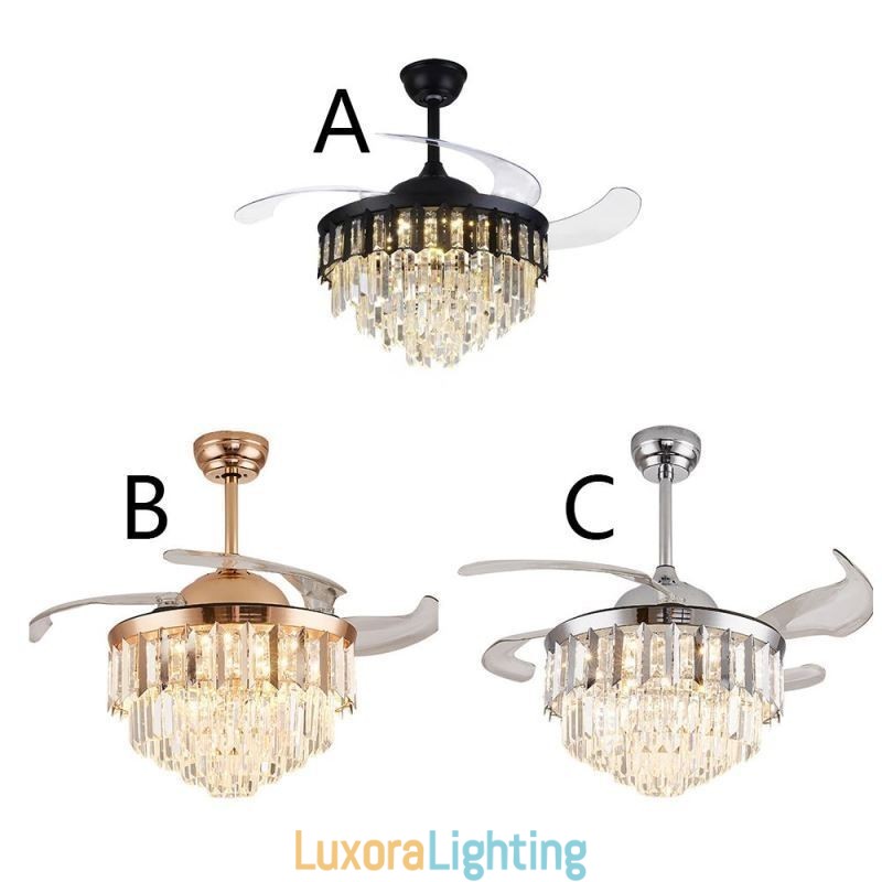 Designer Touch Decorative Retractable Ceiling Fan Light Crystal Ceiling Fan