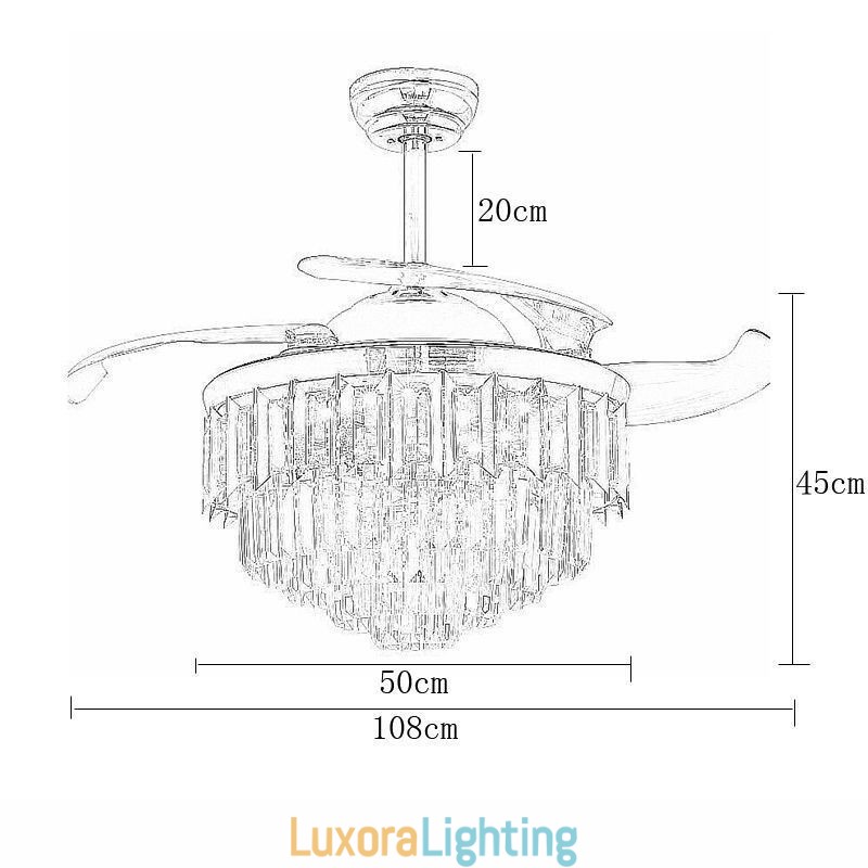Designer Touch Decorative Retractable Ceiling Fan Light Crystal Ceiling Fan