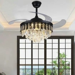 Designer Touch Decorative Retractable Ceiling Fan Light Crystal Ceiling Fan