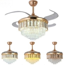 Designer Touch Decorative Retractable Ceiling Fan Light Crystal Ceiling Fan