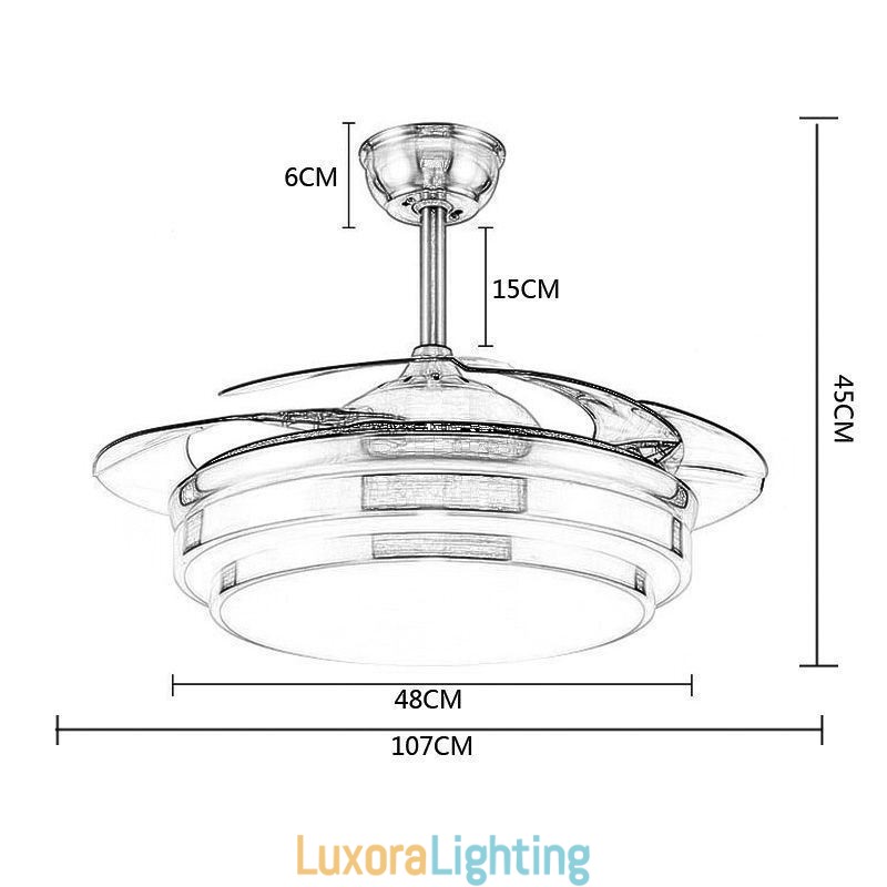 Designer Touch Decorative Modern Ceiling Fan Lamp ABS Fan Blade Acrylic Lighting
