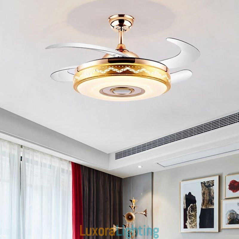 Designer Touch Decorative Modern Eletriplating Ceiling Fan Inverter Fan Light