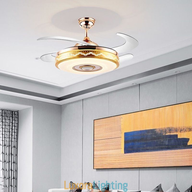Designer Touch Decorative Modern Eletriplating Ceiling Fan Inverter Fan Light