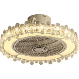 Designer Touch Decorative Crystal Ceiling Fan Light Gold Round Ceiling Lamp